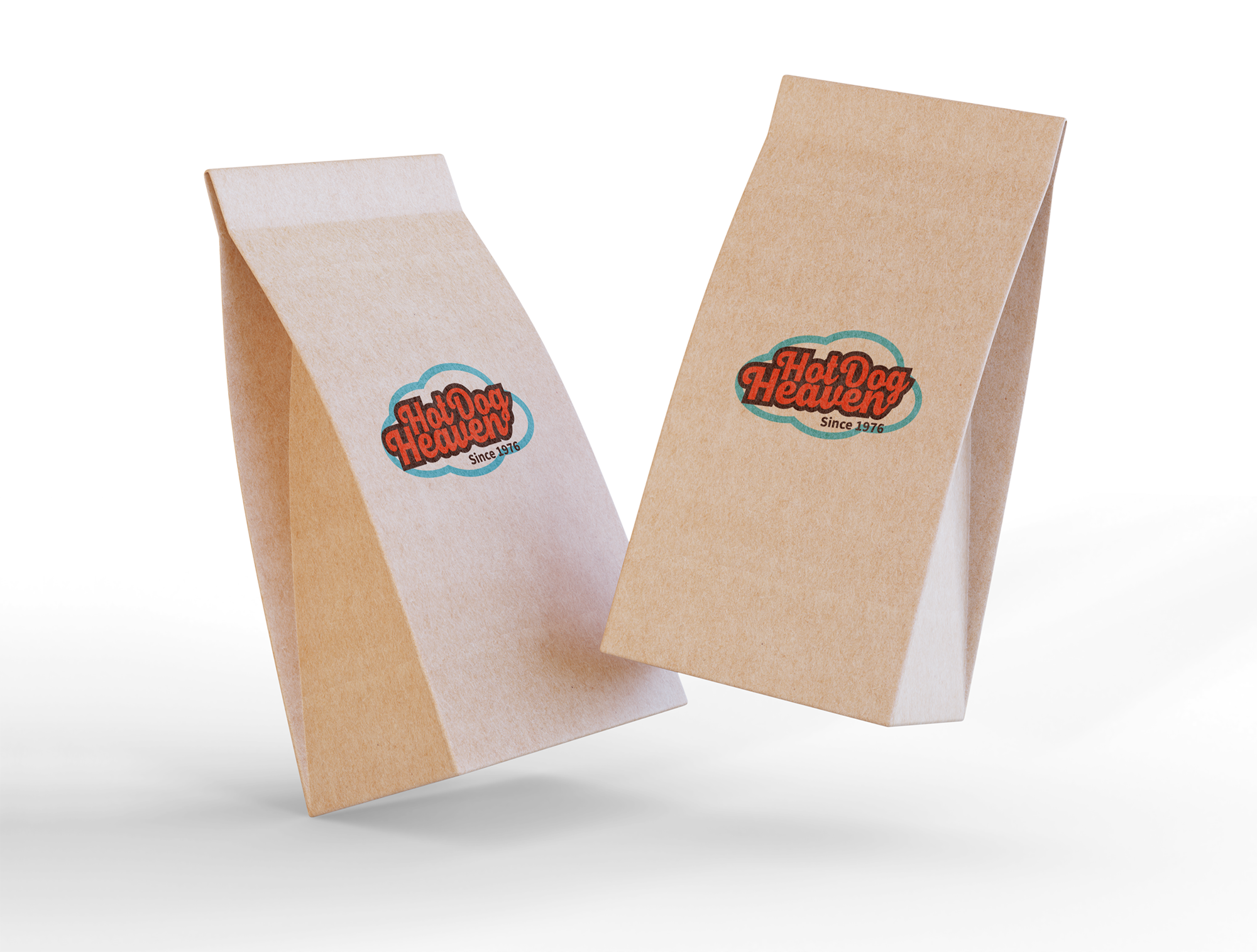 hot dog heaven paper bag mockup